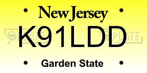 K91LDD New Jersey License Plate