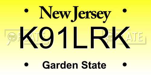 K91LRK New Jersey License Plate