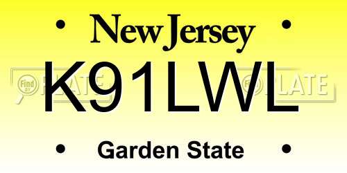 K91LWL New Jersey License Plate