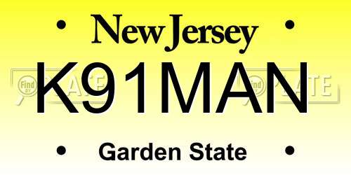 K91MAN New Jersey License Plate