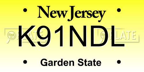 K91NDL New Jersey License Plate