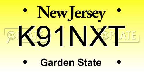 K91NXT New Jersey License Plate