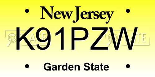 K91PZW New Jersey License Plate