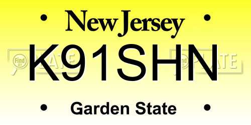 K91SHN New Jersey License Plate
