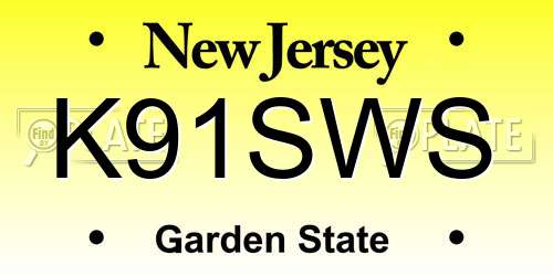 K91SWS New Jersey License Plate