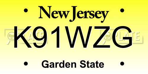 K91WZG New Jersey License Plate
