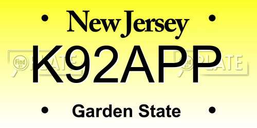 K92APP New Jersey License Plate