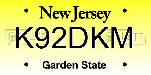 K92DKM New Jersey License Plate