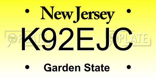 K92EJC New Jersey License Plate