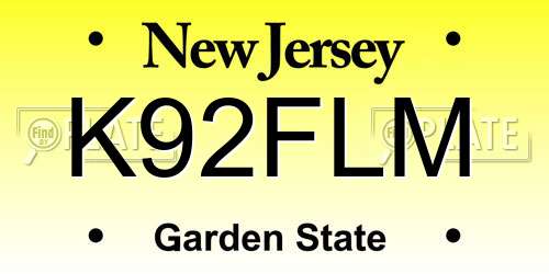K92FLM New Jersey License Plate