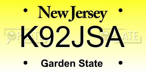 K92JSA New Jersey License Plate