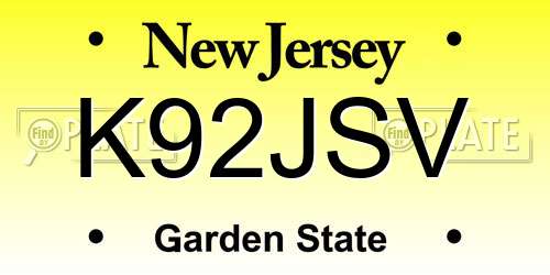 K92JSV New Jersey License Plate