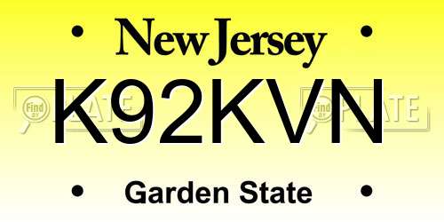K92KVN New Jersey License Plate