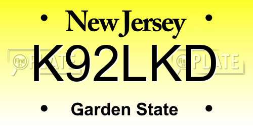 K92LKD New Jersey License Plate