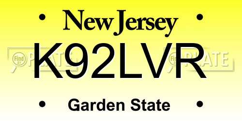 K92LVR New Jersey License Plate