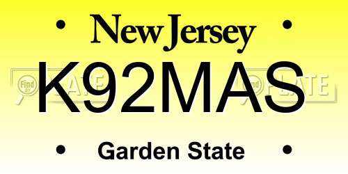 K92MAS New Jersey License Plate