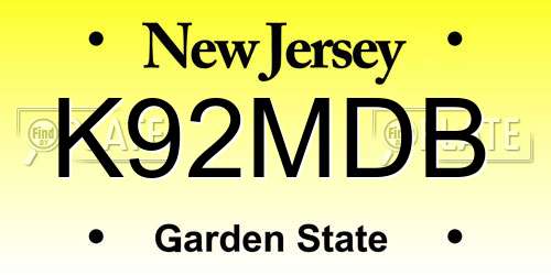 K92MDB New Jersey License Plate