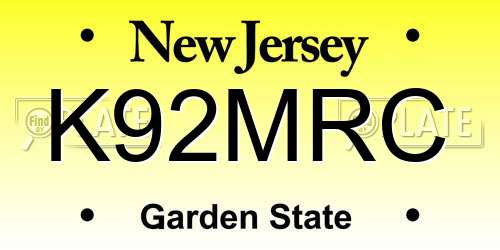 K92MRC New Jersey License Plate