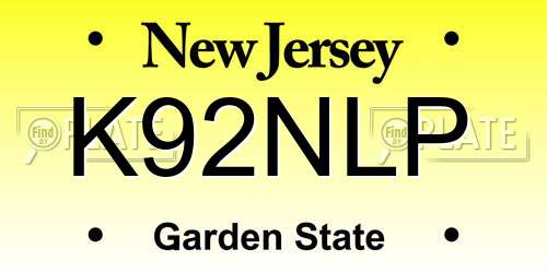 K92NLP New Jersey License Plate