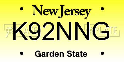K92NNG New Jersey License Plate
