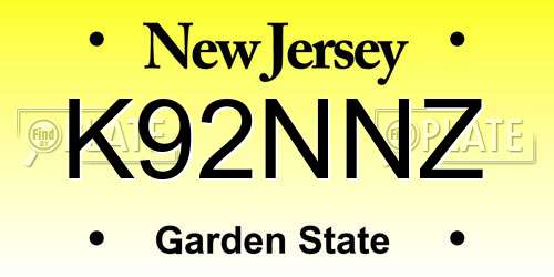 K92NNZ New Jersey License Plate