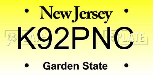 K92PNC New Jersey License Plate