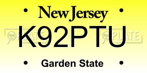 K92PTU New Jersey License Plate