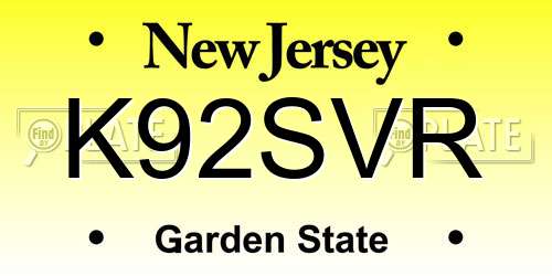 K92SVR New Jersey License Plate