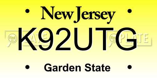 K92UTG New Jersey License Plate