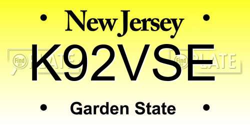 K92VSE New Jersey License Plate