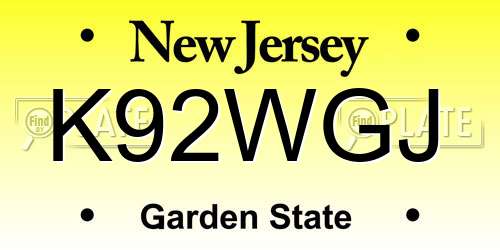 K92WGJ New Jersey License Plate