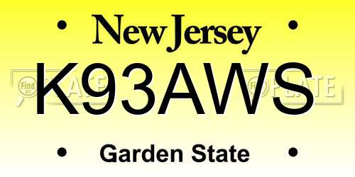 K93AWS New Jersey License Plate