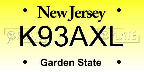 K93AXL New Jersey License Plate
