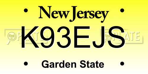 K93EJS New Jersey License Plate