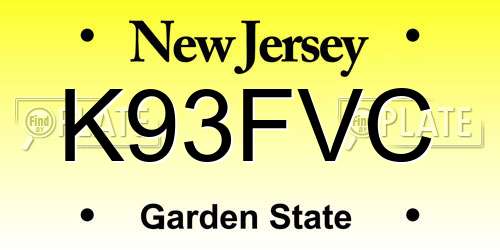 K93FVC New Jersey License Plate