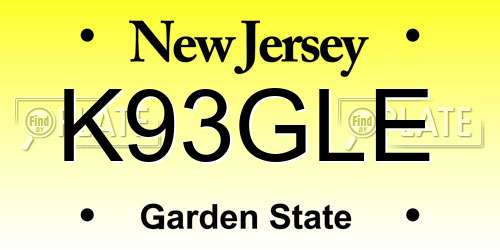 K93GLE New Jersey License Plate