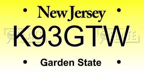 K93GTW New Jersey License Plate