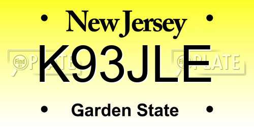 K93JLE New Jersey License Plate