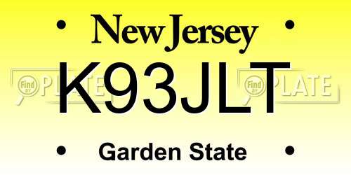 K93JLT New Jersey License Plate
