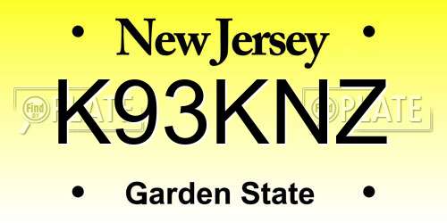 K93KNZ New Jersey License Plate