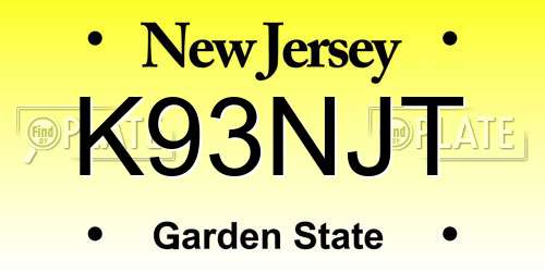 K93NJT New Jersey License Plate
