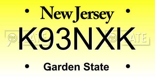 K93NXK New Jersey License Plate