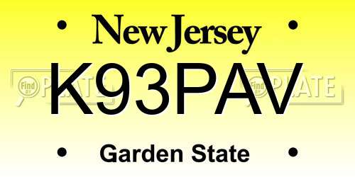 K93PAV New Jersey License Plate