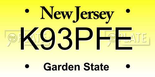 K93PFE New Jersey License Plate