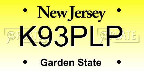 K93PLP New Jersey License Plate