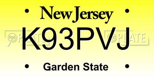 K93PVJ New Jersey License Plate