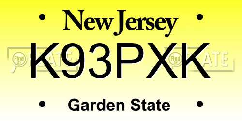 K93PXK New Jersey License Plate