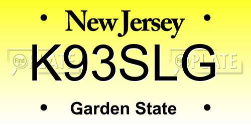 K93SLG New Jersey License Plate