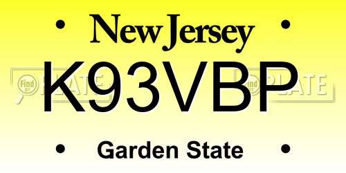 K93VBP New Jersey License Plate