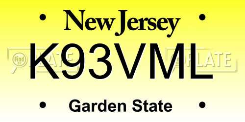 K93VML New Jersey License Plate